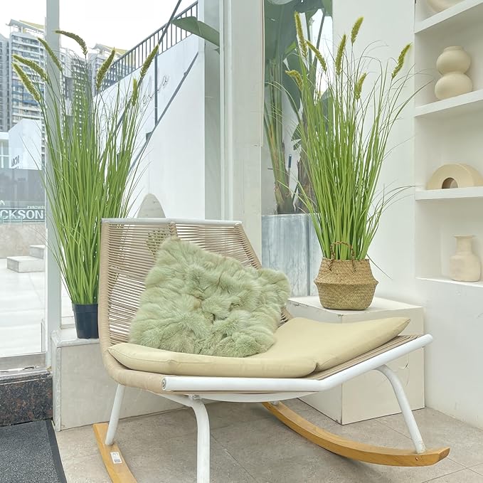 Green Onions Fake Plants,Artificial Plants Indoor, Fake Grass Decor Green Plant Fake Outdoor Flowers Fake Succulents,Artificial Tall Grass Plants with Pots House Decorative(47" 2 Pack)-Ruum Studio Home