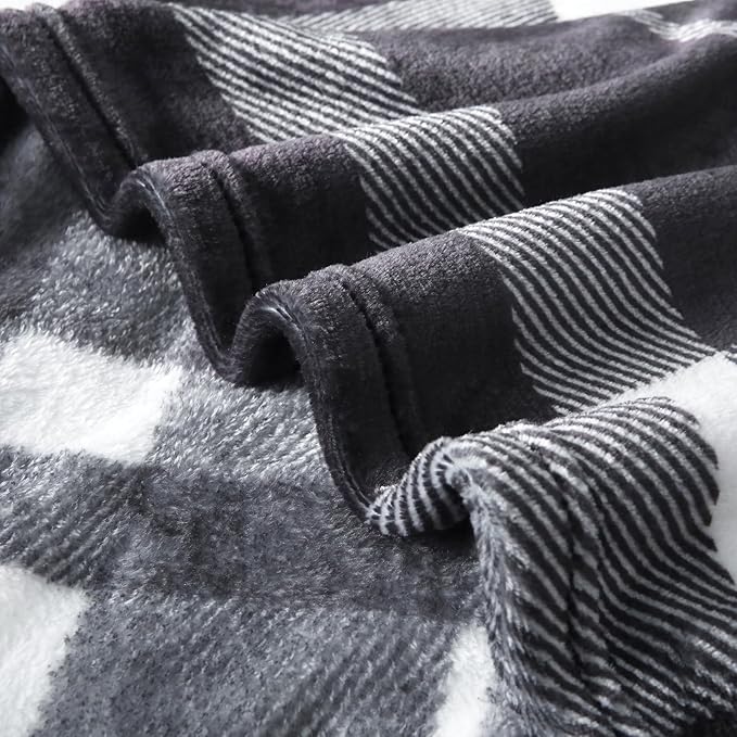 MERRYLIFE Black and White Plaid Throw Blanket Decorative Fleece Throw | Ultra-Plush Colorful | Couch Blanket Travel Lap | Home Gift Use(50" 60",Black White)-Ruum Studio Home