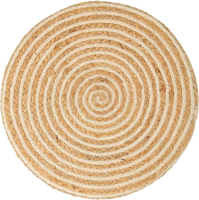REDEARTH · Cylindrical Pouf Foot Stool Ottoman - Jute Braided Pouffe Poof Sitting Footrest for The Living Room, Bedroom, Nursery, Patio, Lounge & Other Rooms in Home (14.5”x14.5”x16”; Natural Ivory)-Ruum Studio Home