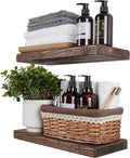 BGMG Floating Shelves 16 inch Long, Distressed,Wide Rustic Wooden Wall Shelves for Bathroom Living Room Bedroom Kitchen Farmhouse Set of 2-16x6.7x1.25 inch-Distressed Walnut-Ruum Studio Home
