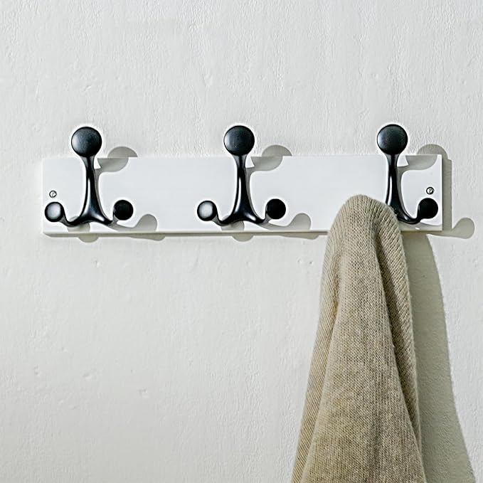 SKOLOO 17-Inch White Wood Coat Rack Wall Mount with 3 Triple Hooks - Ideal for Family Entrances, Classrooms, and Pet Supplies Storage - Perfect Coat Hooks for Wall-Ruum Studio Home