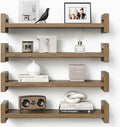 Vailando Floating Shelves for Wall, Set of 4 Solid Wood Wall Mounted Shelves, 16" Rustic Walnut Display Shelf for Bedroom, Living Room, Bathroom, Kitchen – Strong Load Capacity & Natural Pine-Ruum Studio Home
