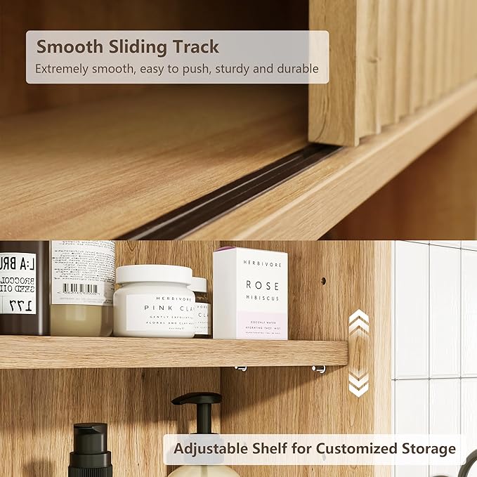 2 Pcs Bathroom Wall Cabinet Above Toilet Storage，Wall Mounted Storage with Adjustable Shelves, Space-Saving Modern Design for Bathroom & Laundry Room, Kitchen, Dining Room, Living Room-Ruum Studio Home
