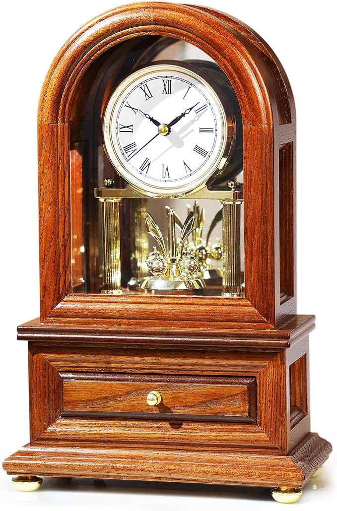 AYRELY® Wooden Table Anniversary Clock, Antique Shelf Clocks, Revolving Pendulum Mantel Clocks, Desk Grandfather Clock for Living Room, Home Decor Gift-Ruum Studio Home