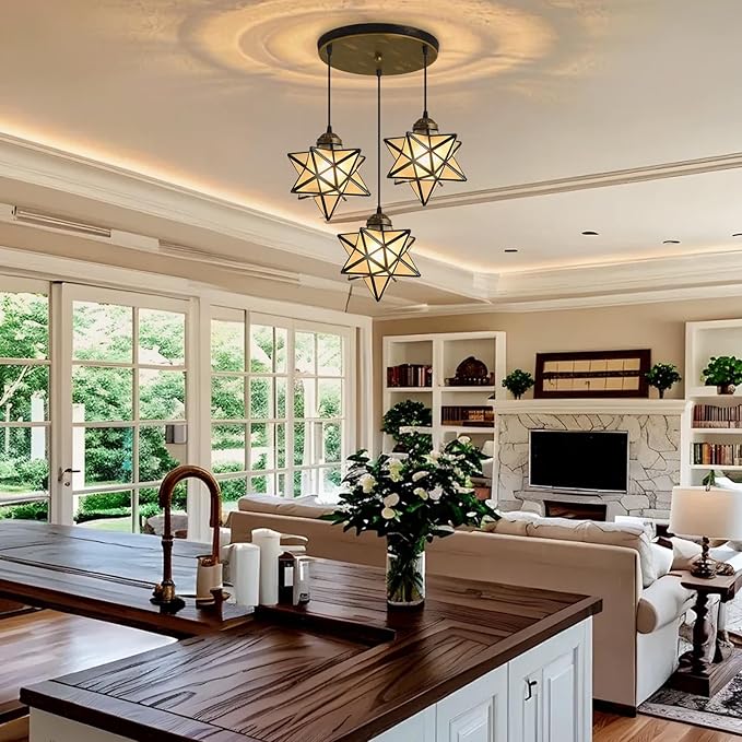 Frosted White Glass Chandelier for Dining Room Pendant Lights for Kitchen Island Light Fixture Modern Farmhouse Chandeliers with Warm Light Oiled Bronze-Ruum Studio Home