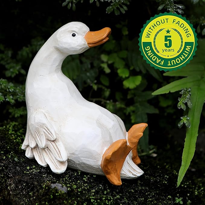 Duck Yard Decorations Outdoor Ornaments Set of 3, Resin Goose Sculpture Statue Front Porch Garden Decor for Outside Imitation Wood Carving, Funny Animal Decorations Fairy Craft Yart Art Decor-Ruum Studio Home