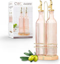 COOK WITH COLOR Glass Olive Oil Dispenser Bottle - 2 Pack, 17 oz Cruet - Elegant Carafe Decanter with Spout for Kitchen, Suitable for Vinegar, Coffee Syrups & Other Liquids-Ruum Studio Home