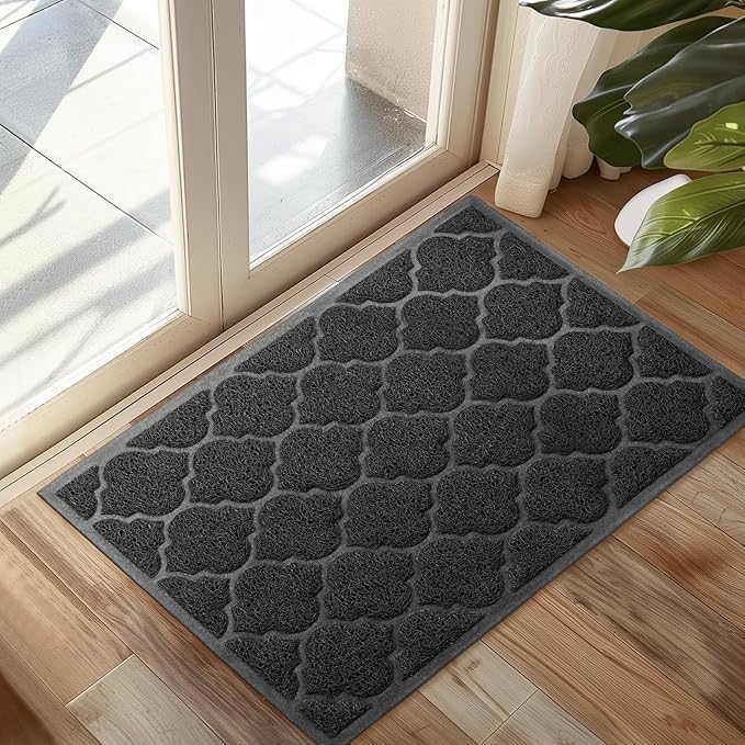 Door Mat Outdoor, 24x36, Welcome Mats for Entryway, Front Doormat for Home Entrance, Indoor Floor Mat, Durable, Non-Slip, Boot Scraper, Catches Muddy and Dirt (Black)-Ruum Studio Home