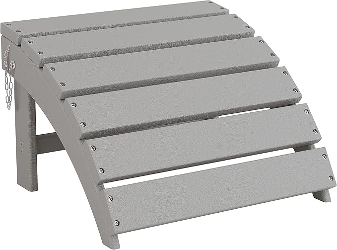 Sundale Outdoor Folding Plastic Adirondack Ottoman, All-Weather Adirondack Chair Footrest, Fade and Rust Resistant, Perfect for Outside Patio Garden Pool Yard Grey-Ruum Studio Home