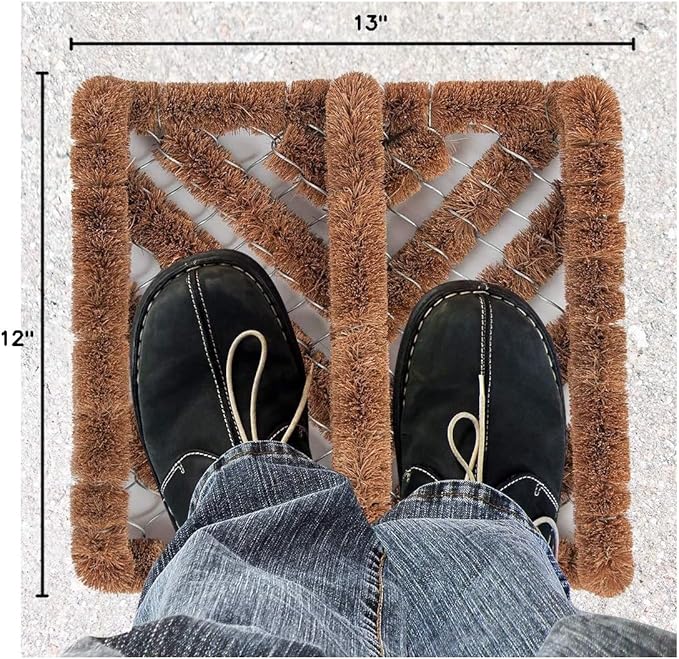 NINAMAR Natural Coir Boot Scraper Door Mat - 13 x 12 inch - 2 Pack-Ruum Studio Home