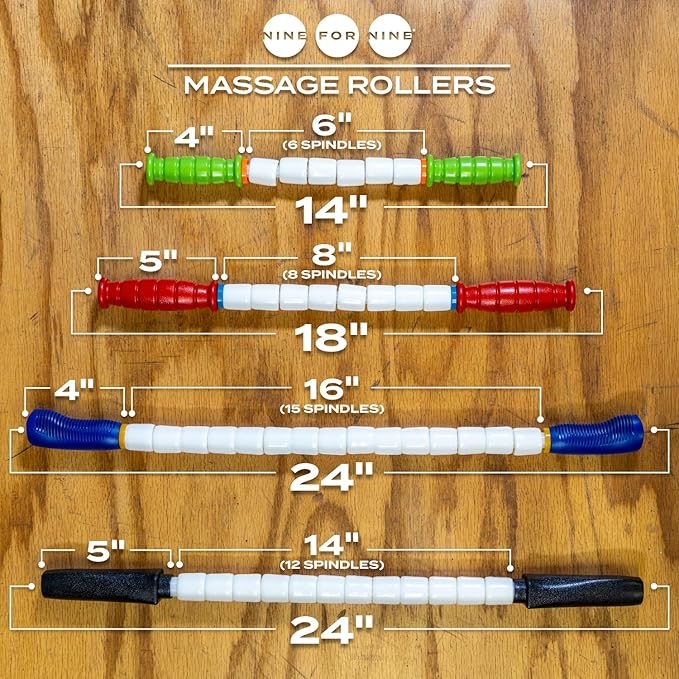 Nine 4 Nine Massage Stick - A Handheld Spindle Massage Stick - Full Body Muscle Recovery & Myofascial Release (24" Massage Pin (Stiff))-Ruum Studio Home