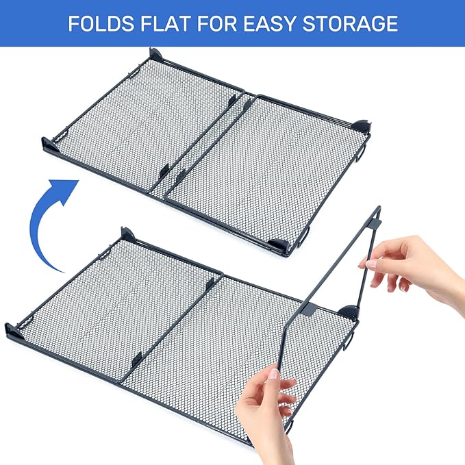 Neudeco Stackable Cabinet Shelf Organizer - 2 Pack Metal Mesh Stacking Shelves for Kitchen, Closet, Bathroom, Countertop and Cabinet -Gray-Ruum Studio Home