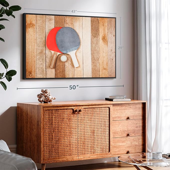ElephantStock Ping Pong Wall Art - Horizontal Framed Canvas - 1-Piece Living Room Wall Decor - Photography Canvas Print - Brown and Red Decor for Wall - 43" X 29"-Ruum Studio Home