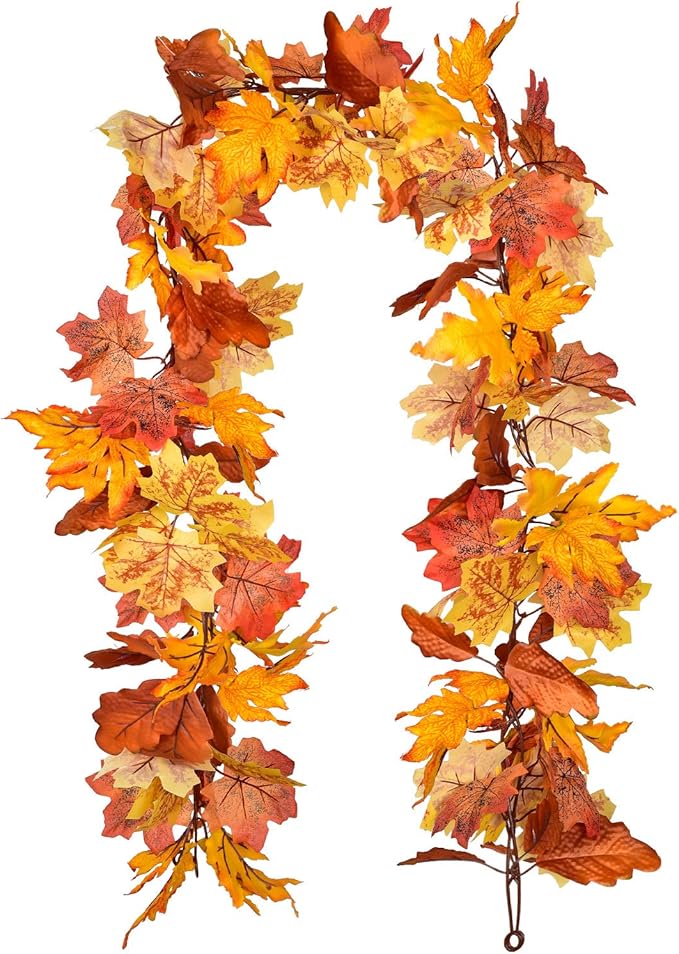 Lvydec 2 Pack Maple Leaves Fall Garland Clearance - 5.8ft/Strand Artificial Fall Foliage Garland Colorful Autumn Decoration for Home Wedding Party Thanksgiving-Ruum Studio Home