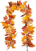 Lvydec 2 Pack Maple Leaves Fall Garland Clearance - 5.8ft/Strand Artificial Fall Foliage Garland Colorful Autumn Decoration for Home Wedding Party Thanksgiving-Ruum Studio Home