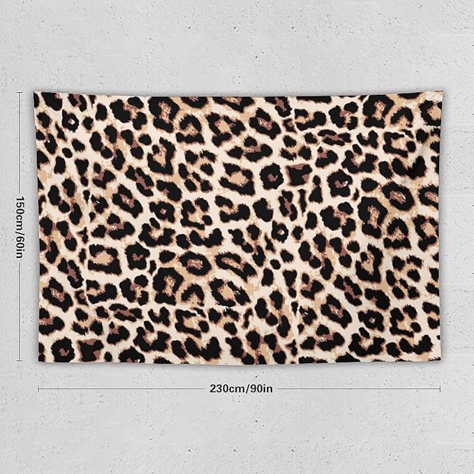 HZOHNAGO Leopard Print Tapestry Rustic Brown Leopard Wild Animal Printed Wall Tapestry Painting Wall Hanging for Bedroom Living Room Dorm 90" W x 60" H-Ruum Studio Home