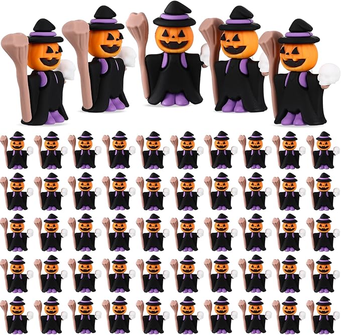 50 Pcs Halloween Mini Figurines Tiny Pumpkin Figures to Hide and Seek Rubber Wizard Miniatures Ornaments Gifts for Halloween Party Favors Table Decorations(Wizard)-Ruum Studio Home