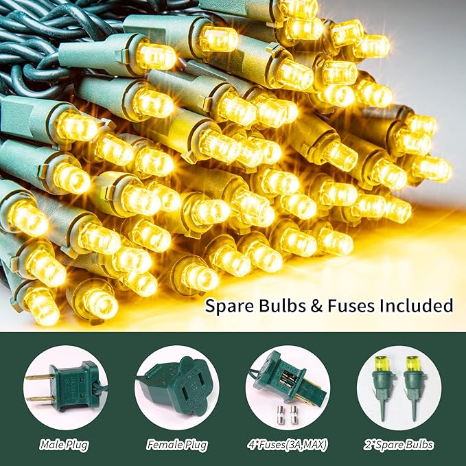 100 Count Yellow - String Lights - 21.6FT LED Christmas Lights, Mini led Lights for Indoor Outdoor Home Holiday Party Wedding Independence Day Decoration-Ruum Studio Home