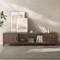 Mid Century Modern TV Stand for 70/75 Inches Television, TV Console with Fluted Doors and Storage, Entertainment Center for Living Room and Bedroom, Dark Brown-Ruum Studio Home