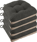 Non Slip Chair Cushions for Dining Chairs Set of 4 Kitchen Chair Cushions 18"x18"x3" Turfted Chair Pads Comfortable and Soft Seat Cushion with Ties, Dark Grey-Ruum Studio Home