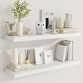 36 Inch Floating Shelves, 9.3 Inch Deep Rustic Wall Shelves - Extra Deeper Wall Mounted Storage Shelves for Bathroom, Kitchen, Living Room (White, Set of 2)-Ruum Studio Home