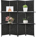 Room divider 4 panel Room Screen Divider Wooden Screen Folding Portable Partition Screen Wood with Removable Storage Shelves Color,Black-Ruum Studio Home