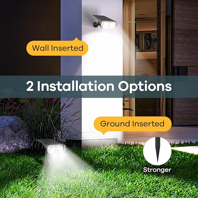 Linkind Solar Lights Outdoor Waterproof IP67, StarRay Dusk-to-Dawn Outdoor Solar Lights, 3 Lighting Modes Solar Spot Lights Outdoor for Garden, Yard, Landscape (Daylight, 4 Pack)-Ruum Studio Home