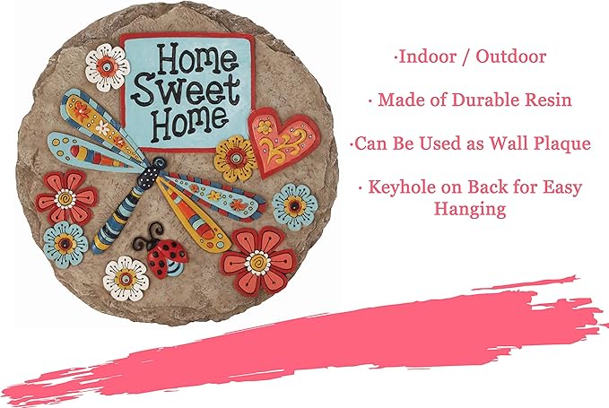 Spoontiques - Garden Décor - Home Sweet Dragonfly Stepping Stone - Decorative Stone for Garden-Ruum Studio Home