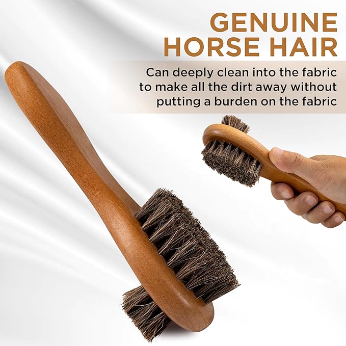 DUGATO Dual-Bristle Horsehair Laundry Stain Brush Set (2pcs) - Gentle & Tough Scrubbing for Clothes, Fabrics, Shoes - Pre-Wash Spot Treatment Tool-Ruum Studio Home