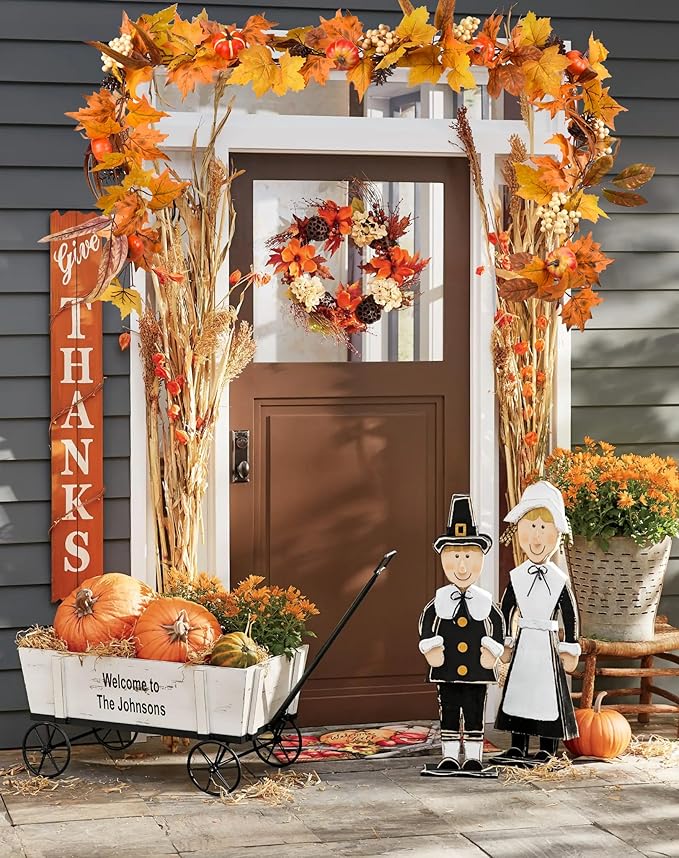 DearHouse Fall Maple Leaves, 6ft Artificial Autumn Foliage Thanksgiving Decor for Home, Wedding, Fireplace, Party, Christmas (Yellow&Brown)-Ruum Studio Home