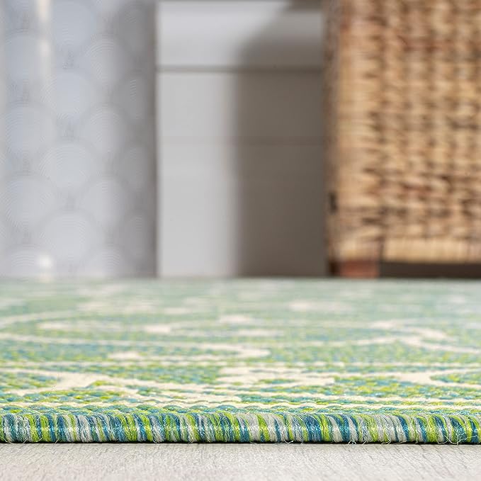 JONATHAN Y Vintage Filigree Indoor Outdoor Area Rug 9X12 Green/Ivory, Charleston Textured Weave for Backyard, Patio, Porch, Easy-Cleaning, High Traffic, Pet-Friendly, Non-Shedding (SMB106K-9)-Ruum Studio Home