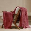 PHF 100% Cotton Waffle Weave Throw Blanket, Soft Lightweight Breathable Cozy Summer Throws for Couch Bed Sofa, Luxury Aesthetic Woven Blanket for Home Decor & Office, 50"x60", Wine Red-Ruum Studio Home