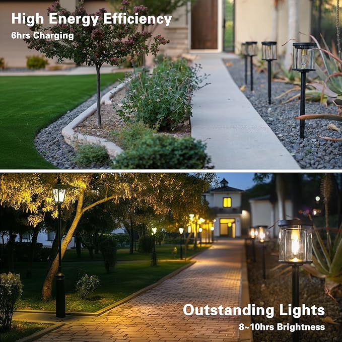 EcoGreen Outdoor Pathway Solar Light, 4pcs Pack,Garden Patio Balcony Walk Way Lights, Aluminum Leg, 5000K Daylight, Waterproof, 4.76 * 23.07in-Ruum Studio Home
