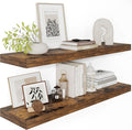 12" Deep Floating Shelves for Wall 36 Inches Long, Heavy Duty Wall Shelves for Bedroom Bathroom Kitchen Laundry Room, Farmhouse Rustic Shelves for Home Decor, 36" X 12" X 2" Set Of 2, Rustic Brown-Ruum Studio Home