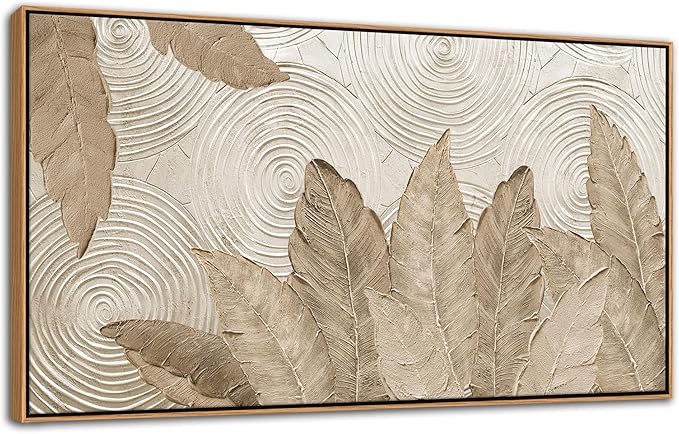 Minimalist & Modern Art for Bedroom Decor Framed Abstract Artwork for Walls Neutral & Contemporary Beige Wall art - Artwork for Living Room and Boho Style Large Abstract Wall Art 20×40IN-Ruum Studio Home