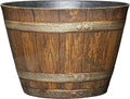 Classic Home & Garden Whiskey Barrel Planters - Wooden Finish Flower Planter Pot - Stylish Garden Pots - Indoor & Outdoor Resin Planters - Weather-Resistant Planting Pots (9" Oak Brown, Pack of 1)-Ruum Studio Home