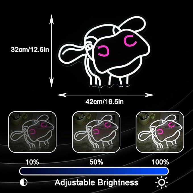 Cow Neon Sign Dimmable Tilted Cow Head LED Light Sign for Wall Decor USB Powered Funny Animal Neon Light for Farmhouse Bedroom Living Room Cafe Home Party Bar Animal Lovers (16.5 * 12.6 In)-Ruum Studio Home