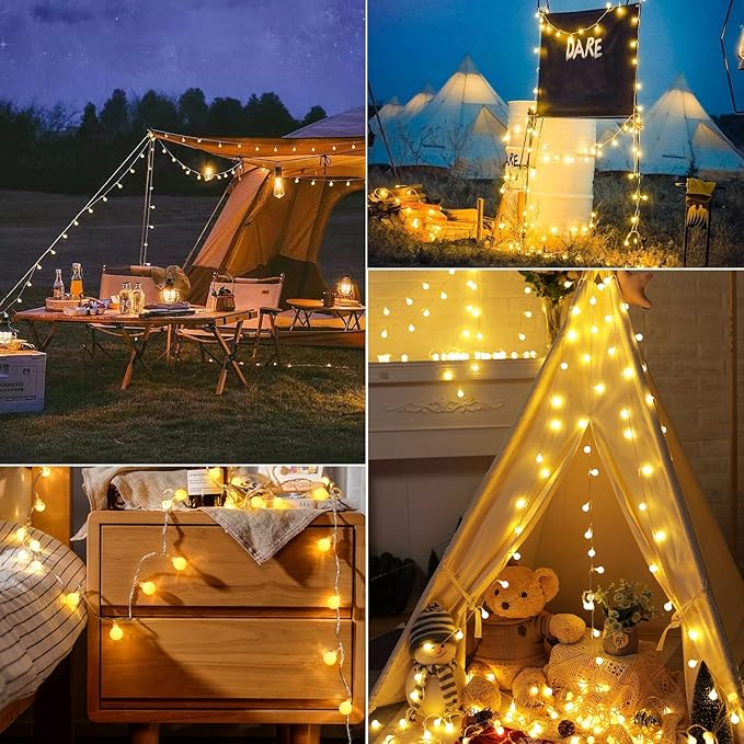 33Feet 100 LEDs Globe String Lights, 8 Modes USB Ball String Lights with Remote for Indoor/Outdoor Commercial Decor, Gardens, Patio, Wedding, Party, Bedrooms, Christmas Decorations, Warm White-Ruum Studio Home