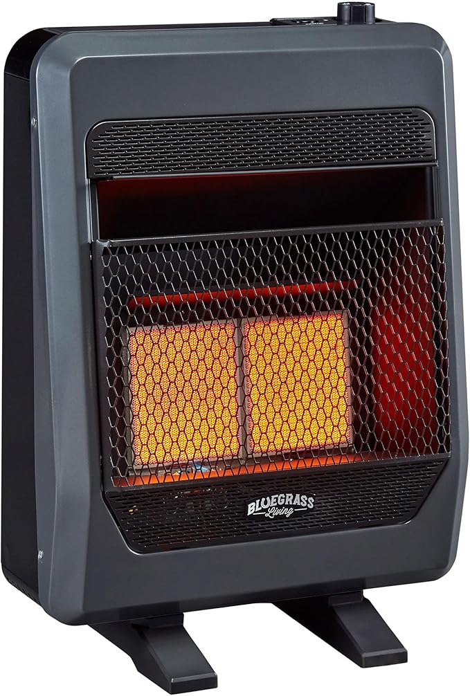 B20TNIR-BB Ventless Natural Gas Infrared Space Heater with Thermostat Control for Home & Office, 20000 BTU, Heats Up to 950 Sq. Ft., Includes Wall Mount, Base Feet, and Blower, Black-Ruum Studio Home