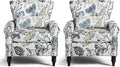Wingback Accent Chair with Removable Pillow, High Back Floral Armchair with Solid Wood Legs & Nailhead Trim, Comfy Upholstered Reading Single Sofa Chair for Bedroom (2, Blue Floral Pattern)-Ruum Studio Home