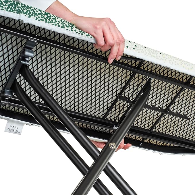 Brabantia Size A Compact Small Ironing Board (43x12 in) 7 Height Options, Adjustable Steam Iron Rest Holder (New Dawn) Non-Slip Feet, Anti-Collapse Child Locks-Ruum Studio Home