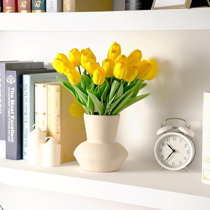 20pcs Yellow Artificial Tulip Fake Flower 12.9 Inch Spring Mother's Day Easter Gift for Home Kitchen Wedding Decoration-Ruum Studio Home