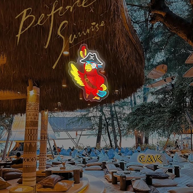 Pirate Parrot Neon Light - Pirate LED Light Wall Decor Ideal for Pirate Party Decorations Gifts for Friends-Ruum Studio Home