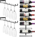 Sorbus Wall Mount Wine Rack + Under Cabinet Wine Glass Holder Set - Wine Rack Wall Mounted for Wine Bottles, Champagne, and Wine Glasses - Complete Your Home Bar & Wine Kitchen Storage, 1 Pack-Ruum Studio Home