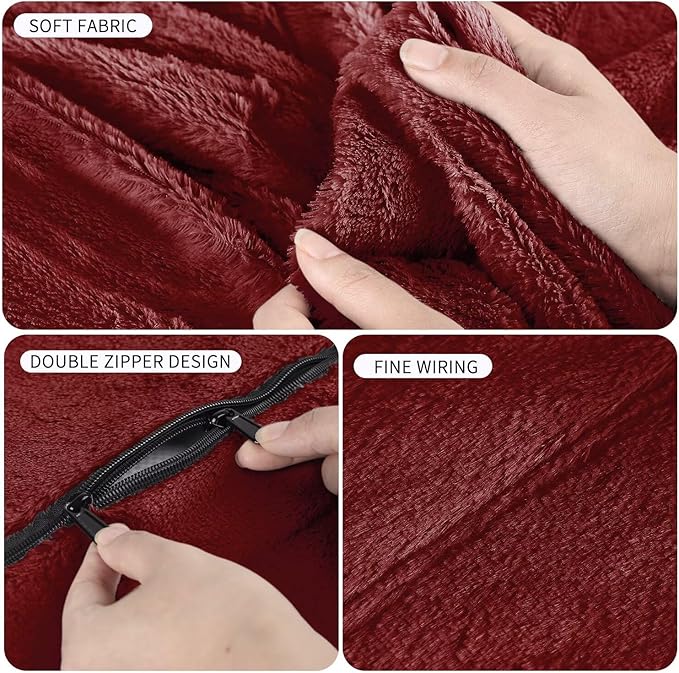 Bean Bag Chair for Adults 4FT,Soft Removable Cover for Teens/Girls Bedroom,Fluffy Giant Round Floor Beanbag Lounger Chairs (No Filler,Claret)-Ruum Studio Home