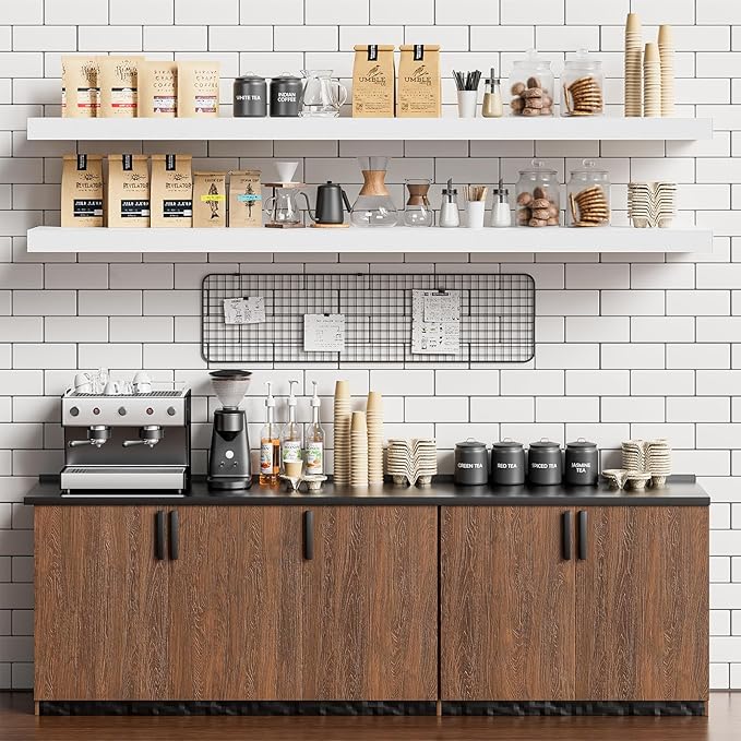 Heimlove 55 Inch Long Floating Shelves for Wall,9.3" Deep White Floating Shelves Set of 2,Large Display Shelf & Storage Shelf,Wall Mounted Shelves for Bedroom Living Room Kitchen Office-Ruum Studio Home