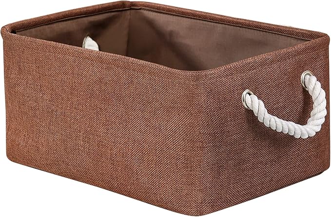TheWarmHome Fabric Storage Basket for Home, Shelf, Closet - Canvas Bin for Dog Toys and Baby Items (Brown, 1 Pack, 13.8L9.8W6.7H)-Ruum Studio Home