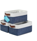 OrganiHaus Small Fabric Storage Baskets for Shelves 3 Pack, 12x8in Closet Storage Bins for Shelves, Cloth Baskets for Organizing, Linen Closet Organizers, Fabric Basket, Navy Blue/White-Ruum Studio Home
