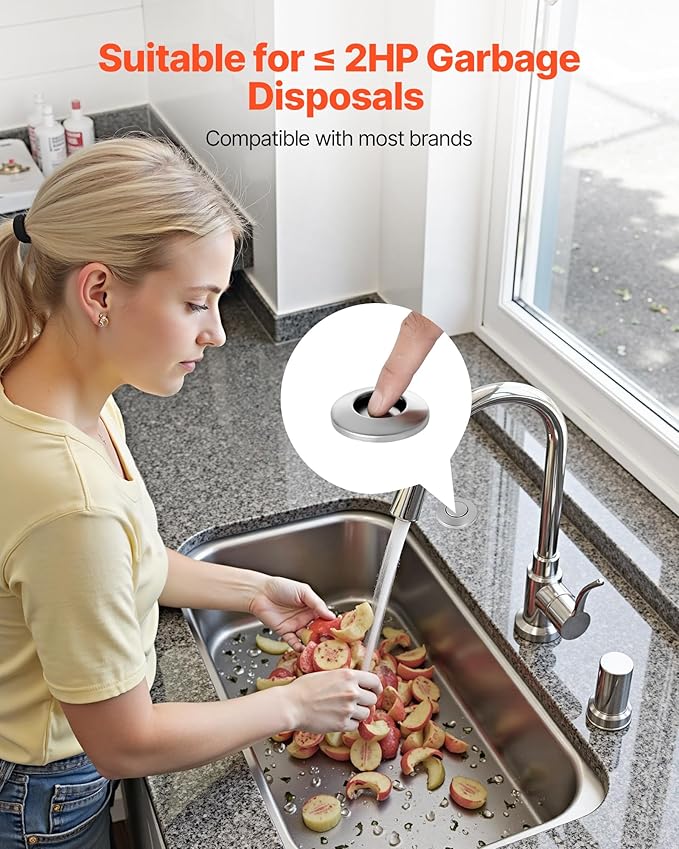 VEVOR Garbage Disposal Air Switch Kit, 3.5" Long Sink Top Air Switch for Food Waste Disposal, Brushed Silver Stainless Steel ON/OFF Air Push Button for Granite, Marble, and Quartz Countertops-Ruum Studio Home