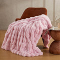 JELLYMONI Faux Fur Throw Blanket, Pink Cozy Plush Bubble Bed Blanket, Thick and Warm, Twin (60" x 80")-Ruum Studio Home